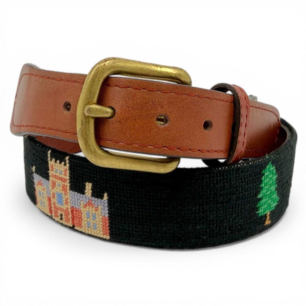 Smathers & Branson Bowdoin College Life Hand-Stitched Needlepoint Belt Size 32